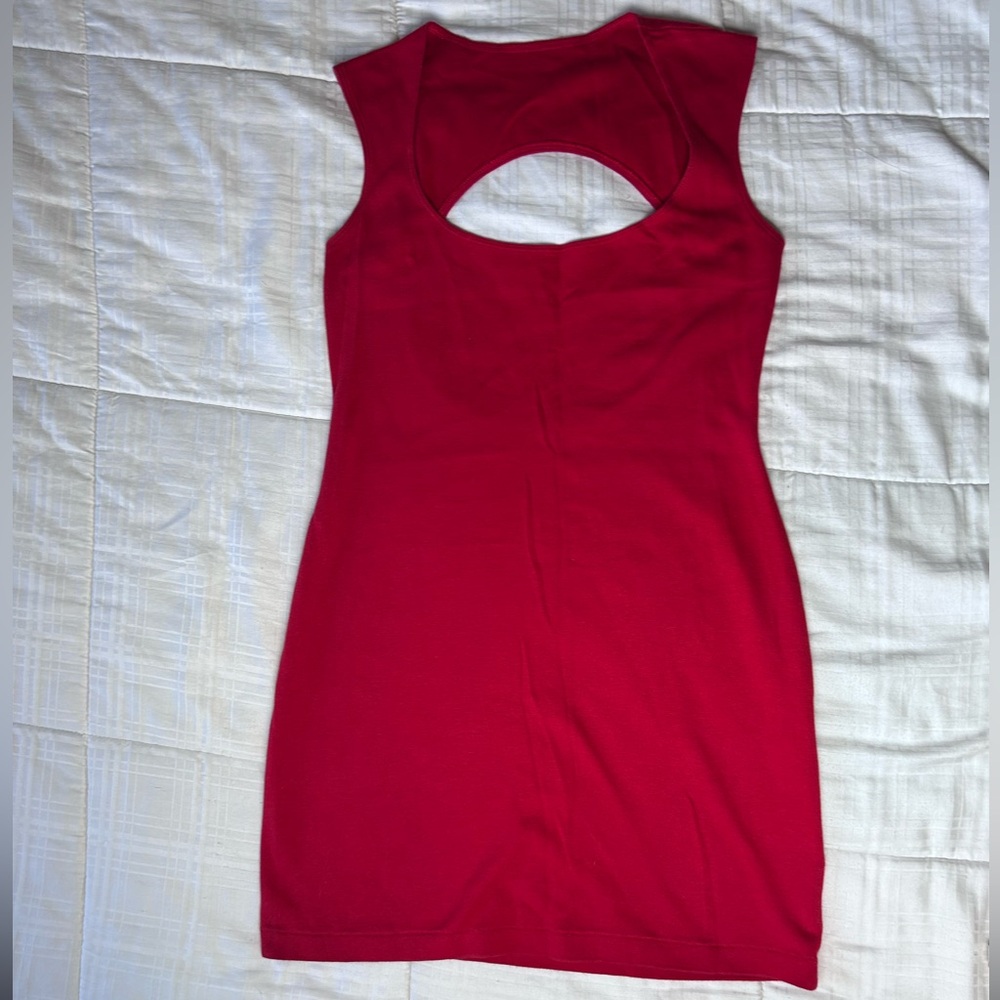 American apparel bodycon mini dress with circle cut out, square neck